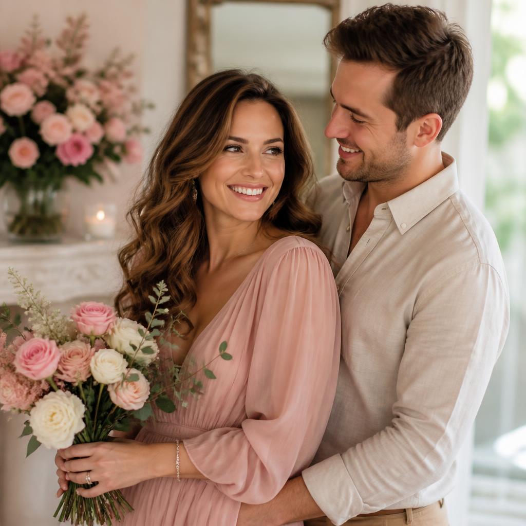 Mulher feliz, segura e conectada com seu parceiro
